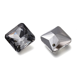 Silver Night Shade Glass Rhinestone Pendants, Back Plated, Faceted, Square/Rhombus, Silver Night Shade, 20x20x7.5mm, Hole: 1.6mm