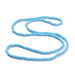 Deep Sky Blue Waist Beads, Glass Seed Beaded Stretch Waist Chain for Women, Deep Sky Blue, 31-1/2 inch(80cm), Beads: 5mm