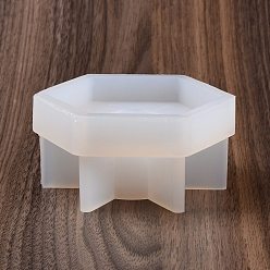 White Hexagon Candlestick Food Grade Silicone Molds, for Concrete, Plaster Candle Holder Making, White, 93x105x49mm, Inner Diameter: 80x91x45mm