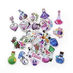 Mixed Color Cartoon Magic Potion Paper Stickers Set, Adhesive Label Stickers, for Water Bottles, Laptop, Luggage, Cup, Computer, Mobile Phone, Skateboard, Guitar Stickers, Mixed Color, 50~75x40~55x0.3mm, 50pcs/bag