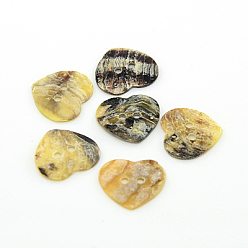 Couleur Mélangete Boutons de nacre, bouton shell akoya, cœur, couleur mixte, 15x15x1.5mm, Trou: 1.5mm