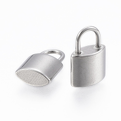 Stainless Steel Color 304 Stainless Steel Pendants, Padlock, Stainless Steel Color, 16x10x5mm, Hole: 5x4.5mm