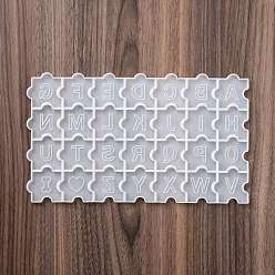 Blanc Lettre majuscule motif pièce de puzzle moules en silicone, moules de résine, pour la résine UV, fabrication artisanale de résine époxy, blanc, 137x235x5mm, diamètre intérieur: 30x29.5 mm