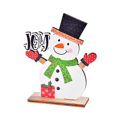 Bonhomme de neige Décoration d'affichage de poupée en bois, décorations de noël, pour la décoration de la maison de cadeau de fête, bonhomme de neige, 140x110mm