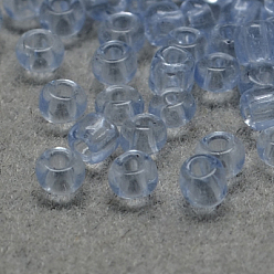 Acero Azul Claro 8/0 calificar unas cuentas redondas de semillas de vidrio, colores transparentes, azul acero claro, 8/0, 3x2 mm, agujero: 1 mm, sobre 10000 unidades / bolsa