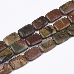 Picasso Jasper Natural Picasso Stone/Picasso Jasper Beads Strands, Rectangle, 13.5~14x10x4~4.5mm, Hole: 1mm, about 28~29pcs/strand, 15.5 inch
