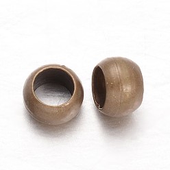 Bronze Antique Laiton rondelle perles à écraser, bronze antique, 3x2mm, Trou: 1.5~2mm, environ5200 pcs / 200 g