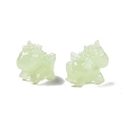 Aigue-marine Des perles de résine opaques, jade d'imitation, licorne, aigue-marine, 18x23x14.5mm, Trou: 1.5mm
