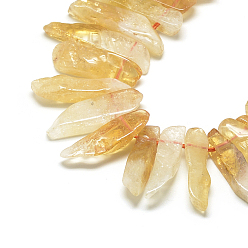 Citrine Natural Citrine Beads Strands, Top Drilled Beads, Rectangle, 20~65x7~15x6~10mm, Hole: 2mm, about 30~40pcs/strand, 15.75 inch(40cm)