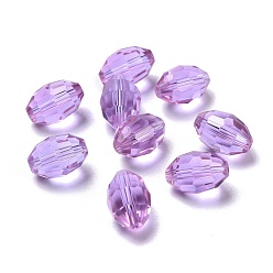 Orchid Glass Imitation Austrian Crystal Beads, Faceted, Oval, Orchid, 15x9mm, Hole: 0.8~1.4mm