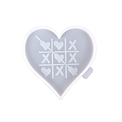 White Valentine's Day DIY Heart Cup Mat Silicone Molds, Resin Casting Molds, For UV Resin, Epoxy Resin Craft Making, Heart Pattern, White, 102x102x10mm, Inner Diameter: 96x98x8mm