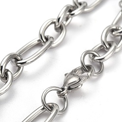 Stainless Steel Color 304 Stainless Steel Figaro Chain Bracelets, with Lobster Claw Clasps, Stainless Steel Color, 8 inch(20.2cm)