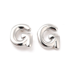 Letter G Brass Hollow Out Initial Letter Stud Earrings for Women, Platinum, Lead Free & Cadmium Free, Letter.G, 7x6.5x1.5mm, Pin: 0.8mm