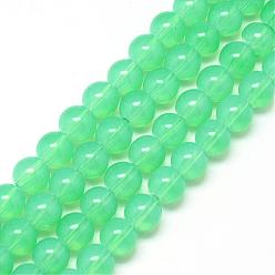 Medium Aquamarine Baking Painted Glass Beads Strands, Imitation Opalite, Round, Medium Aquamarine, 8mm, Hole: 1.3~1.6mm, about 100pcs/strand, 31.4 inch