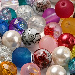 Couleur Mélangete Perles de verre peintes par pulvérisation opaque, ronde, couleur mixte, 10mm, Trou: 1.2~1.5mm