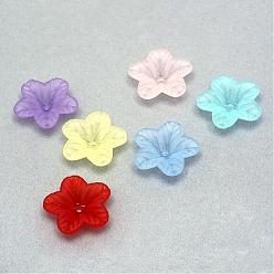 Mixed Color Transparent Acrylic Beads, Frosted, Flower, Mixed Color, 18x17.5x4.5mm, Hole: 1.5mm, 1388pcs/500g