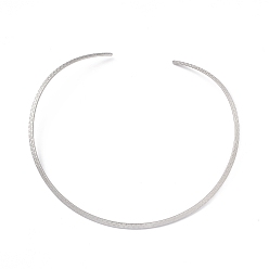 Stainless Steel Color 304 Stainless Steel Textured Wire Necklace Making, Rigid Necklaces, Minimalist Choker, Cuff Collar, Stainless Steel Color, Inner Diameter: 5-7/8 inch(14.8cm)