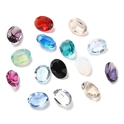 Color mezclado Señaló hacia cabujones de diamantes de imitación de cristal, facetados, oval, color mezclado, 8x6x3.5~4 mm