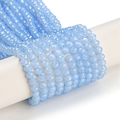 Bleu Bleuet Cuisson des brins de perles de verre transparentes peintes, imitation opalite, facette, ronde, bleuet, 3.5x3mm, Trou: 0.7mm, Environ 117 pcs/chapelet, 14.17~14.37 pouce (36~36.5 cm)