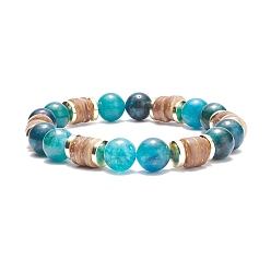 Autres Quartzs Bracelet extensible en perles de noix de coco et quartz naturel pour femme, diamètre intérieur: 2-3/8 pouce (6 cm)