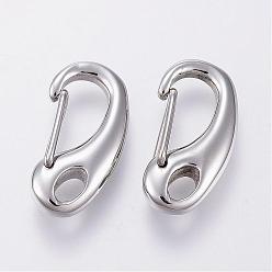 Stainless Steel Color 304 Stainless Steel Push Gate Snap Keychain Clasp Findings, Stainless Steel Color, 21x11x5mm