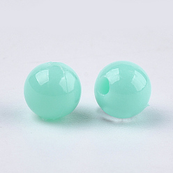 Pale Turquoise Opaque Plastic Beads, Round, Pale Turquoise, 6x5.5mm, Hole: 1.8mm, about 4790pcs/500g