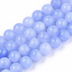 Lilac Natural Quartz Beads Strands, Imitation Blue Lace Agate, Dyed, Round, Lilac, 8.5mm, Hole: 1mm, about 47~49pcs/strand, 14.96 inch~15.67 inch(38cm~39.8cm)