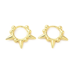 Real 18K Gold Plated Rack Plating Brass Spike Hoop Earrings for Women, Long-Lasting Plated, Lead Free & Cadmium Free, Real 18K Gold Plated, 18x22x3mm