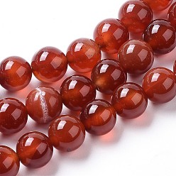 Red Natural Agate Beads Strands, Dyed, Round, Red, 10mm, Hole: 1.4mm, about 42pcs/strand, 15.55 inch(39.5cm)