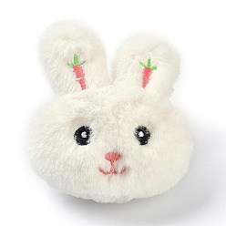 White Cartoon Rabbit Non Woven Fabric Brooch, PP Cotton Plush Doll Brooch for Backpack Clothes, White, 108x94x53mm