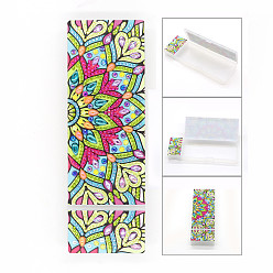 Flower DIY Rectangle Diamond Painting Pencil Case Kits, Including Plastic Box, Self-sealing Bag, Resin Rhinestones, Diamond Sticky Pen, Tray Plate and Glue Clay, Flower Pattern, 210x72x30mm