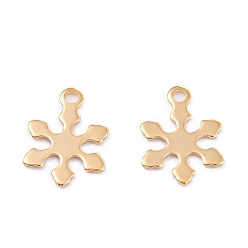 Real 18K Gold Plated Christmas 201 Stainless Steel Charms, Laser Cut, Snowflake, Real 18k Gold Plated, 12x10x0.5mm, Hole: 1.4mm