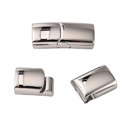Stainless Steel Color 316 Surgical Stainless Steel Magnetic Clasps with Glue-in Ends, Rectangle, Stainless Steel Color, 23x10x6mm, Inner Diameter: 8x4mm