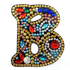 Letter B DIY Colorful Initial Letter Keychain Diamond Painting Kits, Including Acrylic Board, Bead Chain, Clasps, Resin Rhinestones, Pen, Tray & Glue Clay, Letter.B, 60x50mm