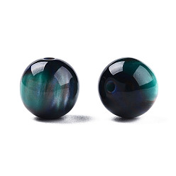 Light Sea Green Resin Beads, Imitation Gemstone, Round, Light Sea Green, 12x11.5mm, Hole: 1.5~3mm