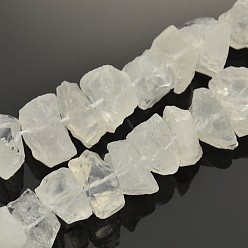 Cristal de cuarzo Pepitas de cristal de cuarzo natural hebras de cuentas, cuentas de cristal de roca, 12~16x6~15 mm, agujero: 1 mm, alrededor de 15.7 pulgada