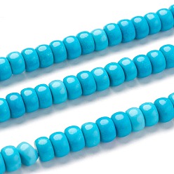 Turquoise Synthétique Perles de turquoise synthétiques, teint, rondelle, 7~7.5x4.2~4.5mm, Trou: 1mm, Environ 86 pcs/chapelet, 15.55 pouce (39 cm)