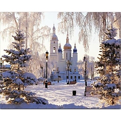 Castle DIY Scenery Theme Diamond Painting Kits, Including Canvas, Resin Rhinestones, Diamond Sticky Pen, Tray Plate and Glue Clay, Castle Pattern, 200x300mm