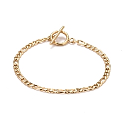 Золотой Ионное покрытие (ip) 304 браслеты-цепочки из нержавеющей стали для женщин и мужчин, Фигаро браслеты-цепочки, золотые, 8 дюйм (20.3 см)