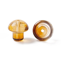 Verge D'or Des billes de verre transparentes, champignons, verge d'or, 13.5x13.5mm, Trou: 1.6mm