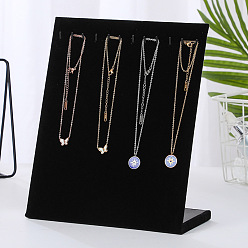 Black Velvet Necklace Display Stands, Jewelry Display Rack, L-Shaped, Rectangle, Black, 20x10x25cm