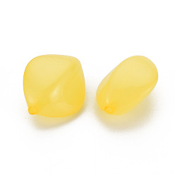 Jaune Perles acryliques de gelée d'imitation , losange, jaune, 17x14.5x9.5mm, Trou: 1.6mm, environ500 pcs / 500 g