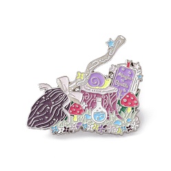 Разноцветный Гриб с цветочной эмалевой булавкой, платиновая латунная книга волшебных заклинаний брошь для одежды на рюкзак, красочный, 34x38x2 мм, контактный: 1.2 mm.