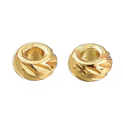 Golden Brass Spacer Beads, Long-Lasting Plated, Textured, Rondelle, Golden, 2.8x1.5mm, Hole: 1.2mm