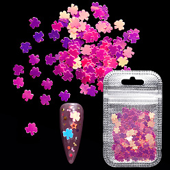Deep Pink Shining Nail Art Glitter, Manicure Sequins, DIY Sparkly Paillette Tips Nail, Clover, Deep Pink, 6x6x0.3mm, about 2g/bag