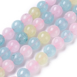 Colorful Natural White Jade Beads Strands, Dyed, Round, Colorful, 8mm, Hole: 1.2mm, about 49~50pcs/strand,  14.96 inch~15.35 inch(38~39cm)