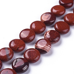 Красный Камень Натуральные красные яшмы бусы пряди, плоско-круглые, 10~11x4~5 мм, отверстие : 0.8~1 мм, около 39 шт / нитка, 15.35 дюйм (39 см)