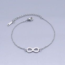 Stainless Steel Color 201 Stainless Steel Link Bracelets, with Lobster Claw Clasps, Infinity, Stainless Steel Color, 6-3/4 inch~6-7/8 inch(17.2~17.3cm)