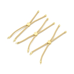 Pale Goldenrod Half Finished Twisted Milan Rope Slider Bracelets, with Rack Plating Brass Cord Ends & Open Loop, Cadmium Free & Lead Free, for Connector Charm Bracelet Making, Golden, Pale Goldenrod, 222~230x3mm