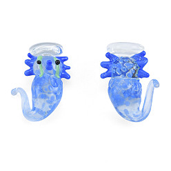 Royal Blue Handmade Bumpy Lampwork Beads, No Hole, Mermaid, Royal Blue, 27~29x22~26x14~16mm